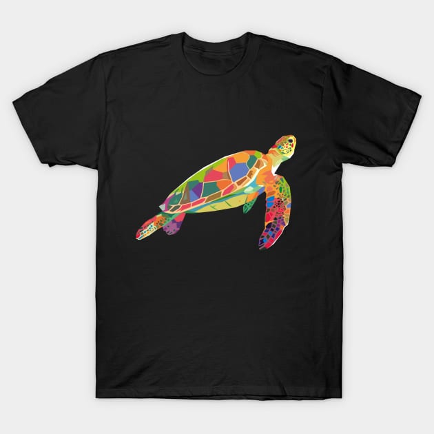 Colorful Sea Turtle T-Shirt by mursyidinejad